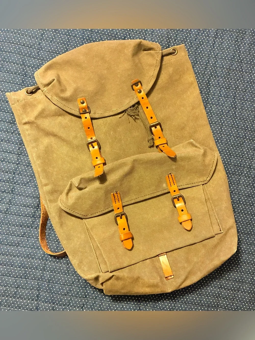 **NWOT** J. PETERMAN COMPANY HEAVY CANVAS/ LEATHER BACKPACK